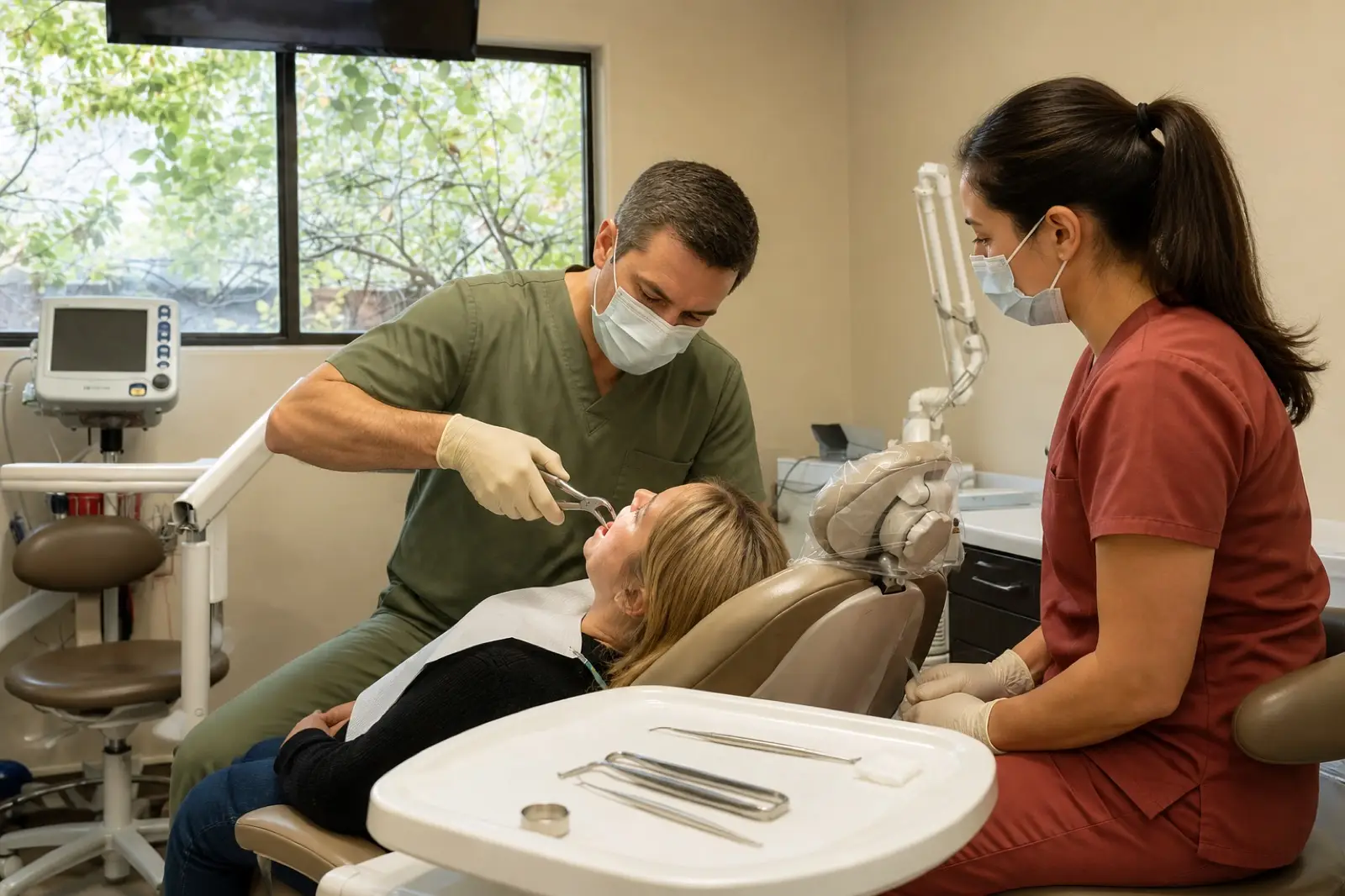 Tooth extraction in the operatory